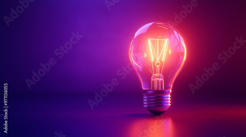 Radiant Light: Glowing Bulb with Purple Aura on Dark Backdrop
