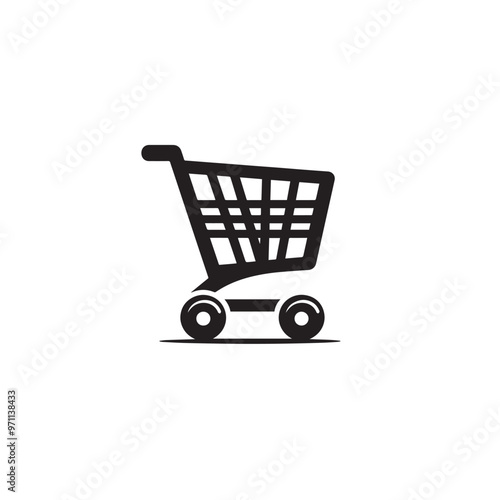 Shopping cart silhouette. Shopping trolley vector design. Shopping cart vector illustration isolated on white. background.