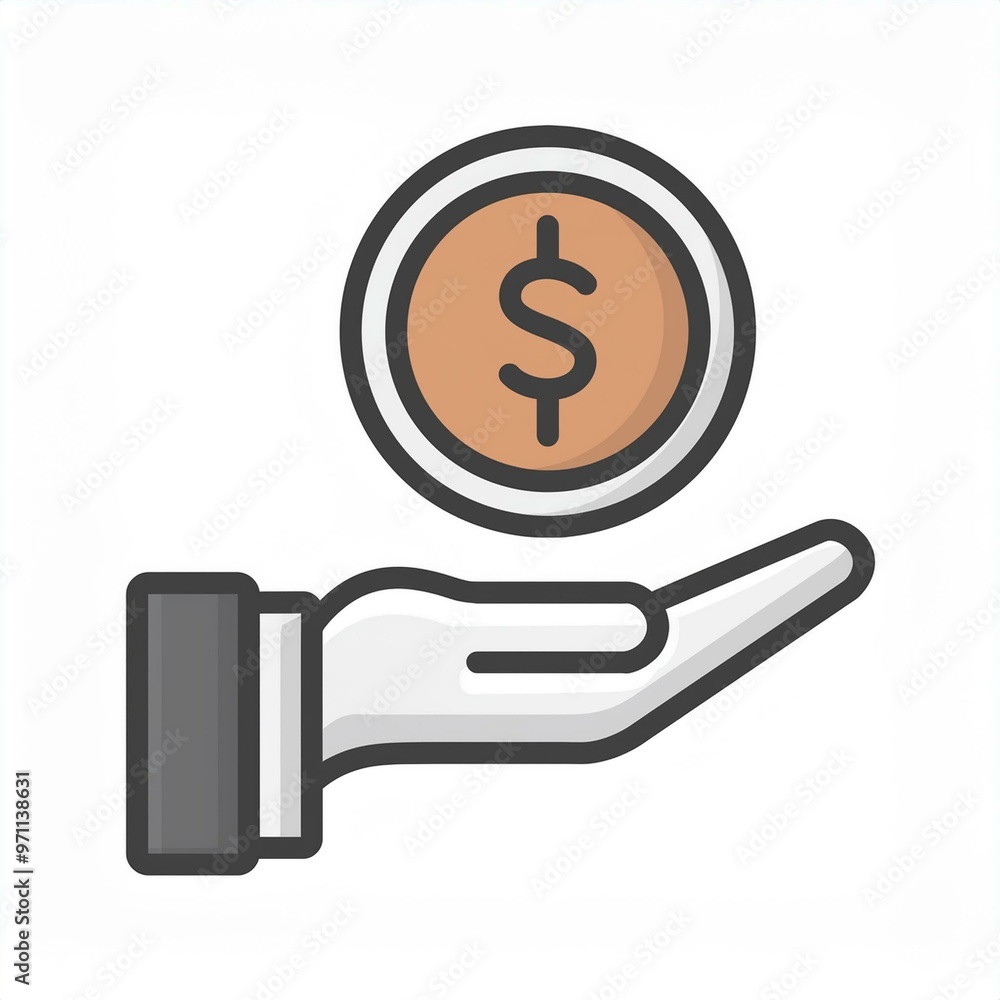 Save Money Icon: Hand Holding Dollar Sign, Editable Vector for Finance and Investment Save Money Icon: Hand Holding Dollar Sign, Editable Vector for Finance and Investment