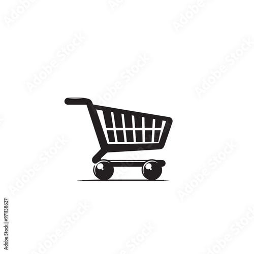 Shopping cart silhouette. Shopping trolley vector design. Shopping cart vector illustration isolated on white. background.