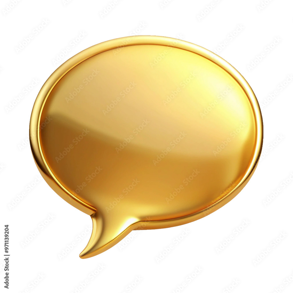 Golden speech bubble isolated on white or transparent png Golden speech bubble isolated on white or transparent png