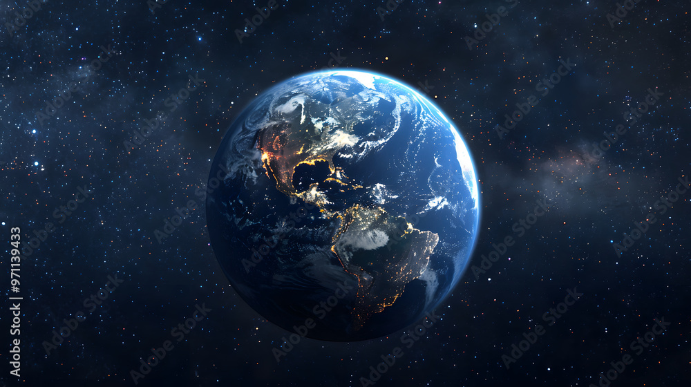 The glowing Earth in space The glowing Earth in space