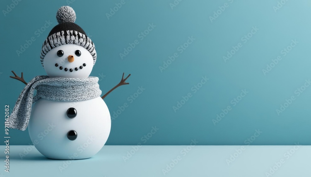 Frosty snowman with a scarf and hat, snowy background, 3D illustration illustration 3D background, no blur, photo not dark, everything is clear, copy space Frosty snowman with a scarf and hat, snowy background, 3D illustration illustration 3D background, no blur, photo not dark, everything is clear, copy space