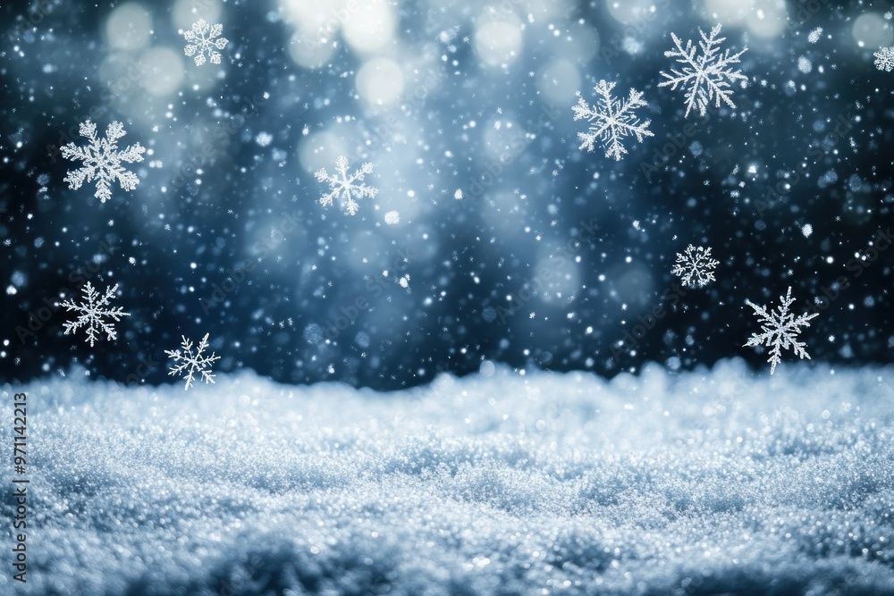 Falling Snowflakes on Freshly Fallen Snow Falling Snowflakes on Freshly Fallen Snow