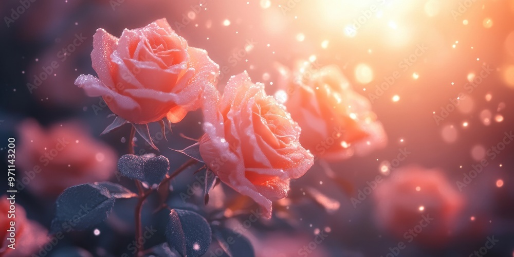 Obraz premium Delicate Pink Roses in Soft, Dreamy Lighting