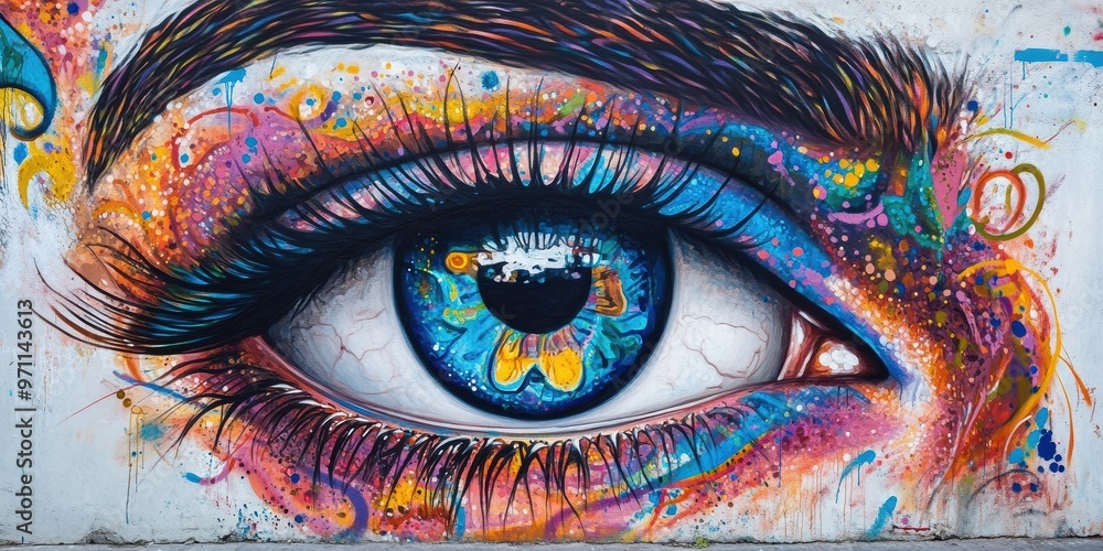 Vibrant Eye Mural with Colorful Details Vibrant Eye Mural with Colorful Details