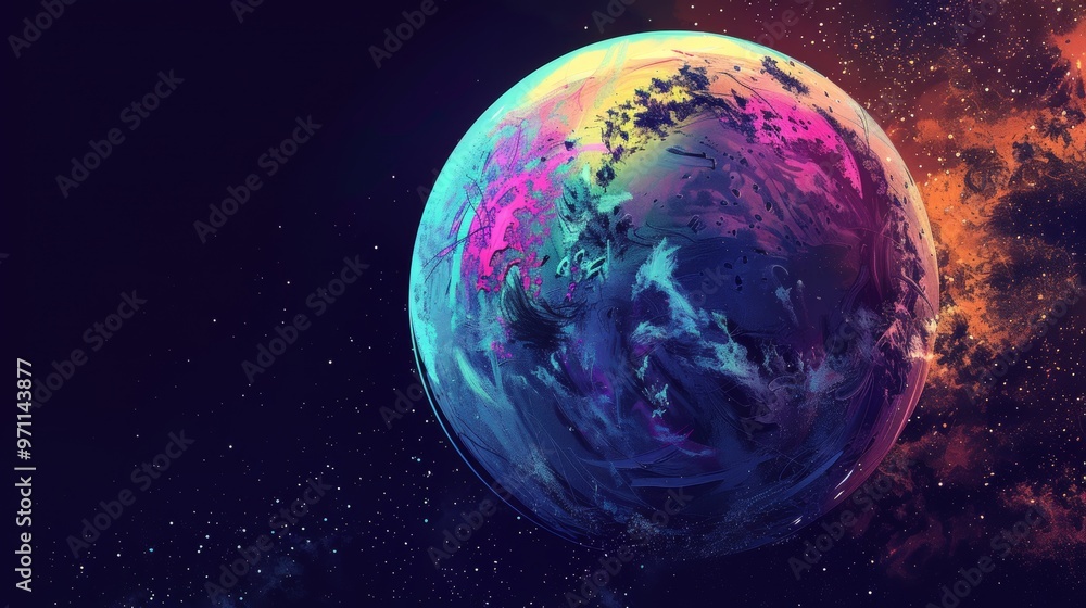 Vibrant Cosmic Orb A Surreal Depiction of an Otherworldly Celestial Body Vibrant Cosmic Orb A Surreal Depiction of an Otherworldly Celestial Body