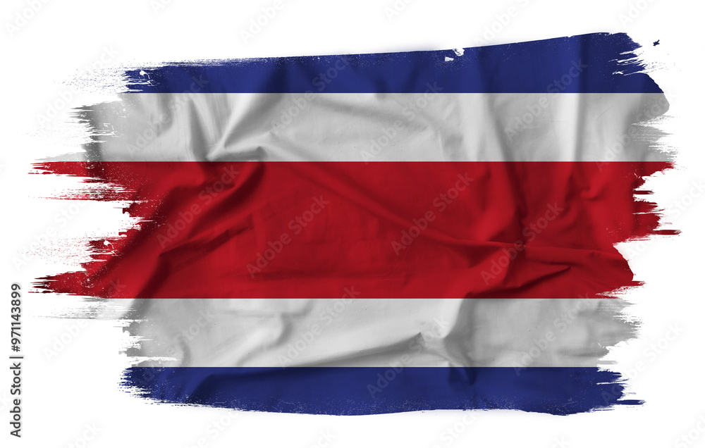 Naklejka premium Costa Rica flag on brush paint stroke.
