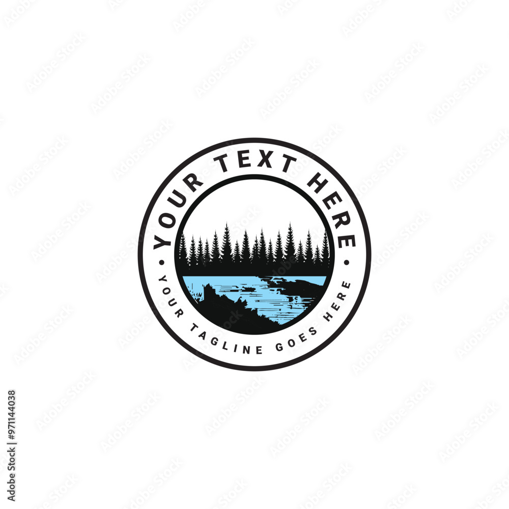 Camping logo vector illustration in the mountains pine forest vector template Camping logo vector illustration in the mountains pine forest vector template
