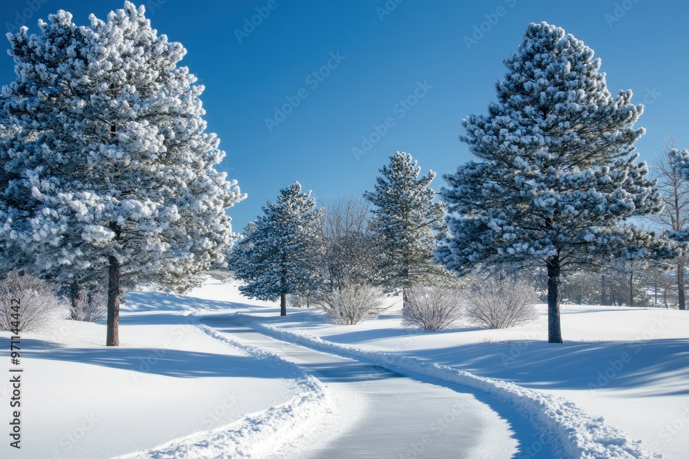Fototapeta premium Snowy Path Through a Wintery Forest