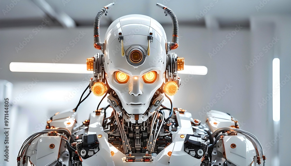 Fototapeta premium Isolated Cyborg Sun Wukong Robotic Chinese Monkey God Background