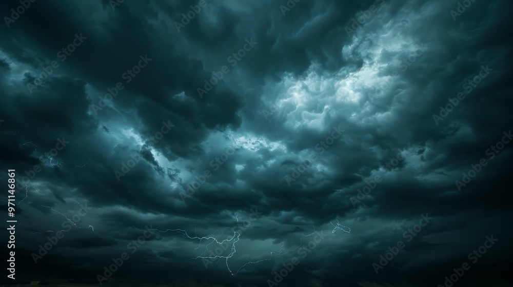 stormy sky, showing dramatic dark clouds illuminated by flashes of lightning stormy sky, showing dramatic dark clouds illuminated by flashes of lightning