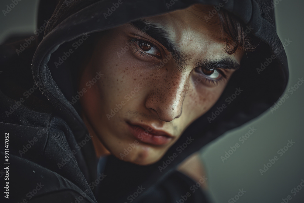 A man with a beard and a hoodie is looking at the camera A man with a beard and a hoodie is looking at the camera