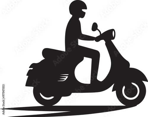 A man going with scooty silhouette vector art illustration, scooter silhouette icon and ellectric.