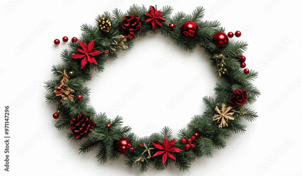 Christmas garland on a white background with copy space Christmas garland on a white background with copy space