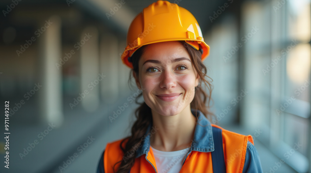 Smiling Construction Worker in Hard Hat and Safety Vest on Job Site | Professional Industrial Worker Image Smiling Construction Worker in Hard Hat and Safety Vest on Job Site | Professional Industrial Worker Image