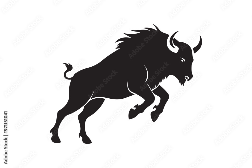 Fototapeta premium Bison silhouette vector illustration, Bison silhouette vector, Bison silhouette PNG