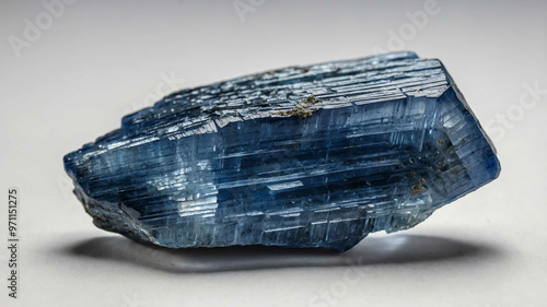 Raw kyanite crystal with plain white background photo