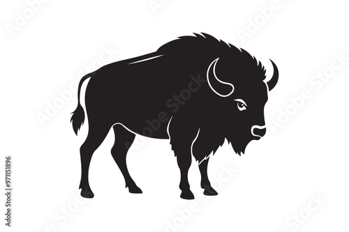 Bison silhouette vector illustration, Bison silhouette vector, Bison silhouette PNG