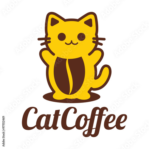 cat coffee cafe minimalist logo design