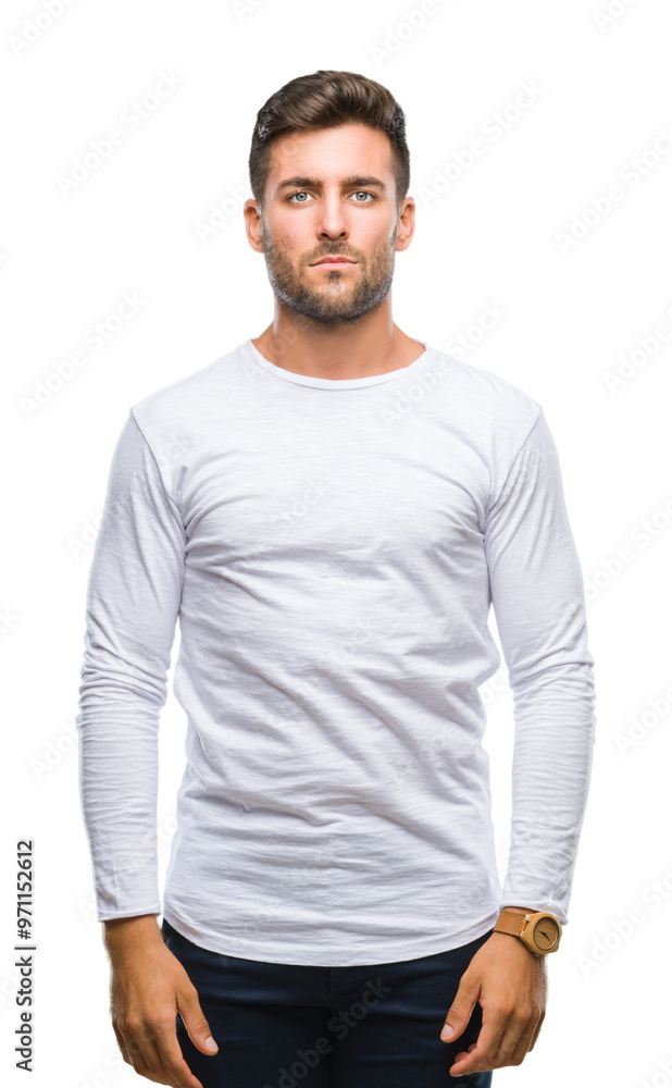 Young handsome man over isolated background with serious expression on face. Simple and natural looking at the camera. Young handsome man over isolated background with serious expression on face. Simple and natural looking at the camera.