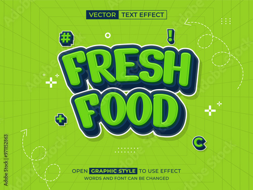 fresh food editable text, font effect, 3d text for title