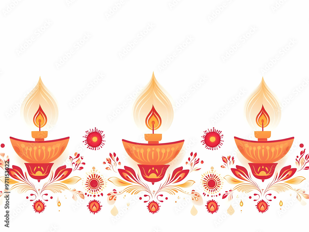 Radiant Flat Diwali Lanterns and Diya Patterns Border Frame with Glowing Copy Space for Warm Messages - Simple Vector Illustration Radiant Flat Diwali Lanterns and Diya Patterns Border Frame with Glowing Copy Space for Warm Messages - Simple Vector Illustration