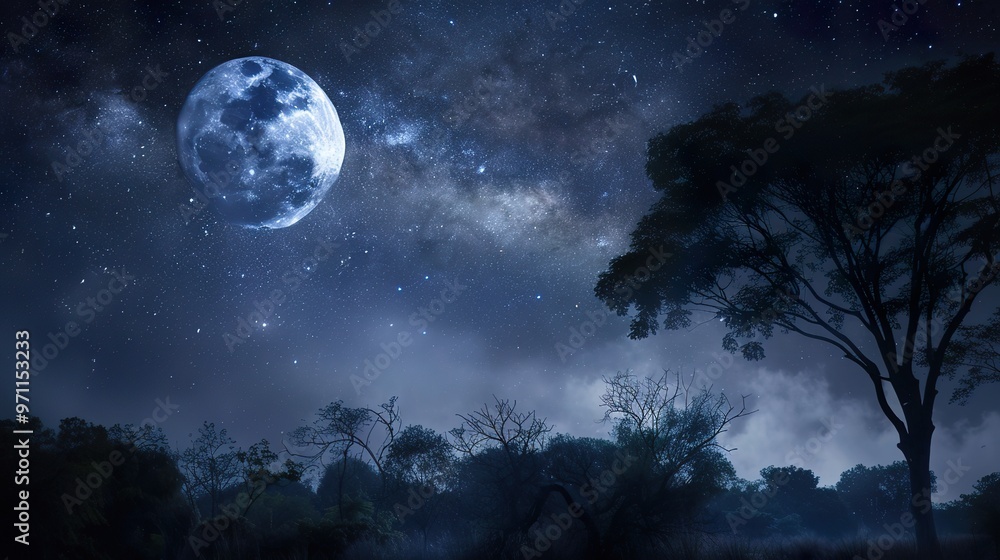 Beautiful_night_sky_the_Milky_Way_moon_and_the_trees Beautiful_night_sky_the_Milky_Way_moon_and_the_trees