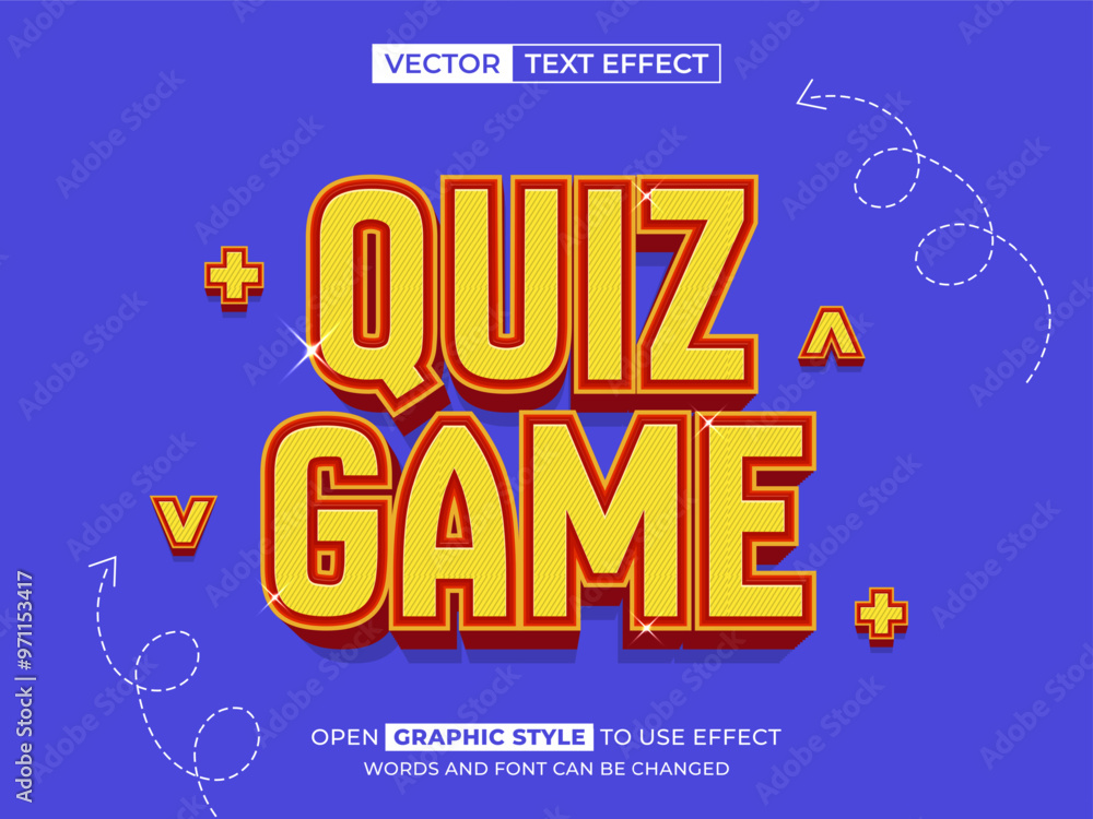Fototapeta premium quiz game editable text, font effect, 3d text for title