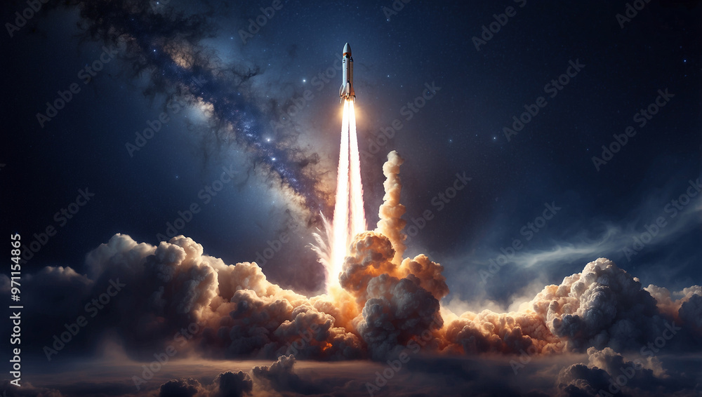 Fototapeta premium Rocket Launching into Space