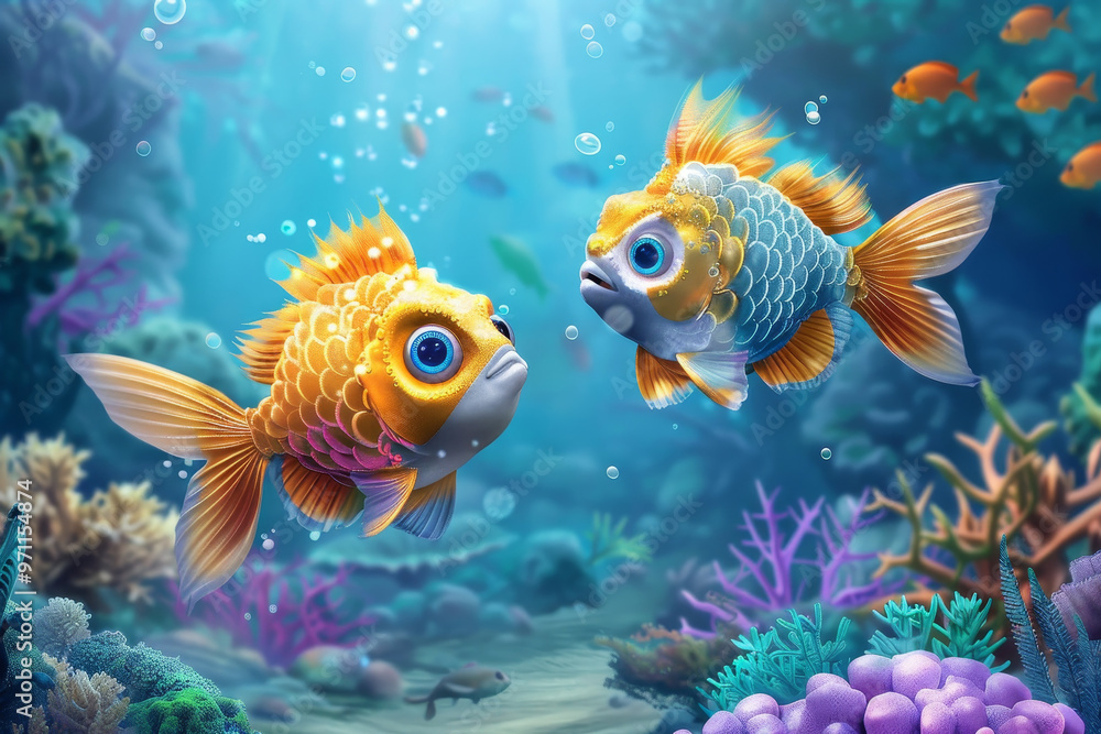 Two fish swimming in a coral reef Two fish swimming in a coral reef