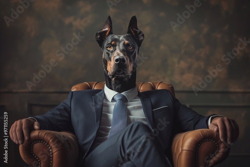 Doberman dog on a chair