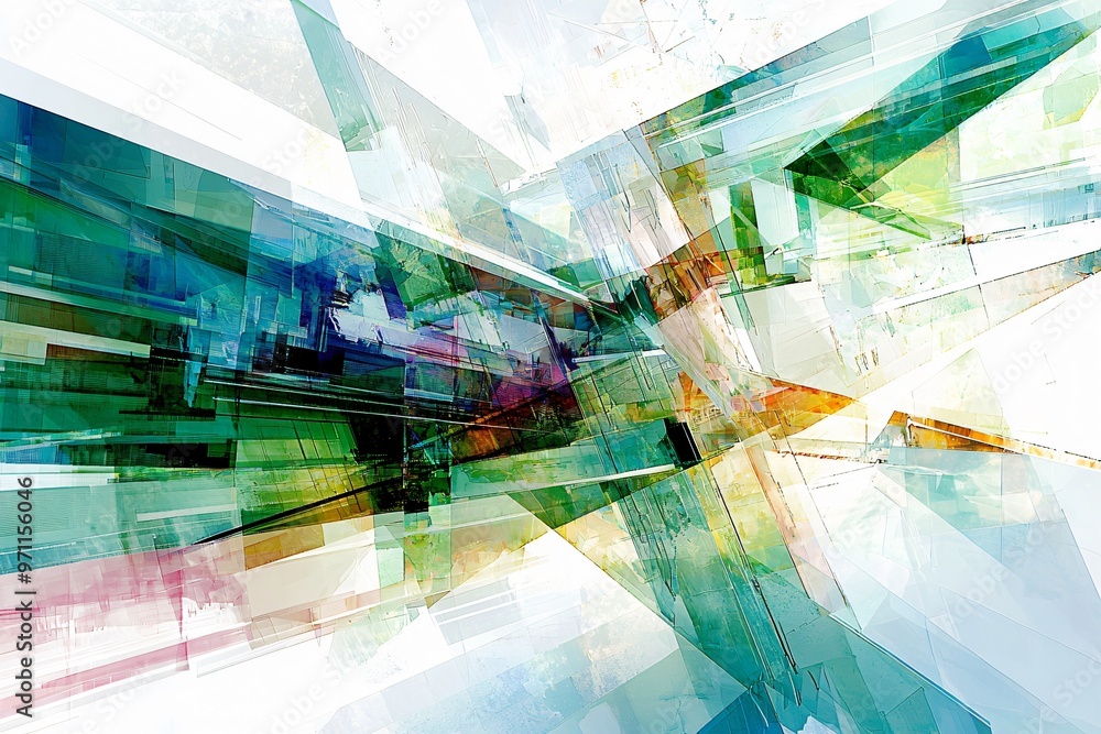 Naklejka premium Abstract Geometric Composition with Vibrant Hues