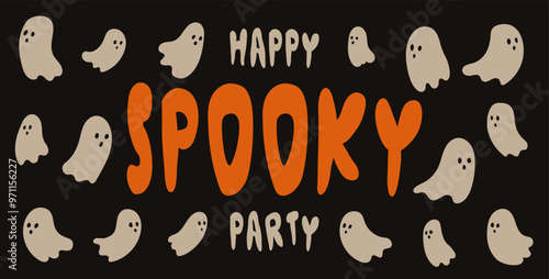 Invitation to a haunted Halloween party. Ghost party poster.  Simple design. Vector illustration