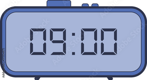 Digital clock showing 9:00, symbolizing precise time tracking for employees.