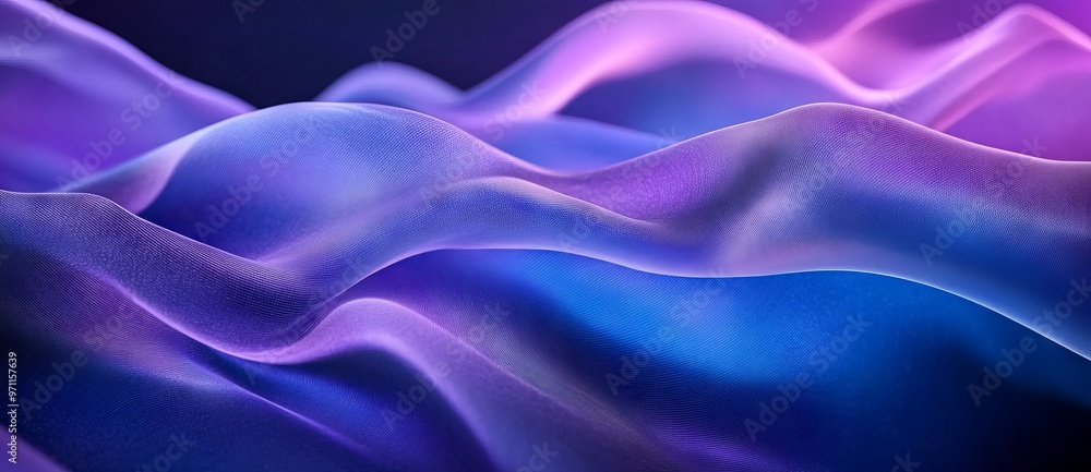 Obraz premium Futuristic Blue and Purple Gradient Background with Smooth Wave Lines. AI generated illustration