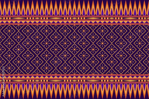 Abstract ethnic seamless art pattern on dark background. Endless native, folklore embroidery ornament pattern design for textile, texture, carpet, cloth, printing, weaving.