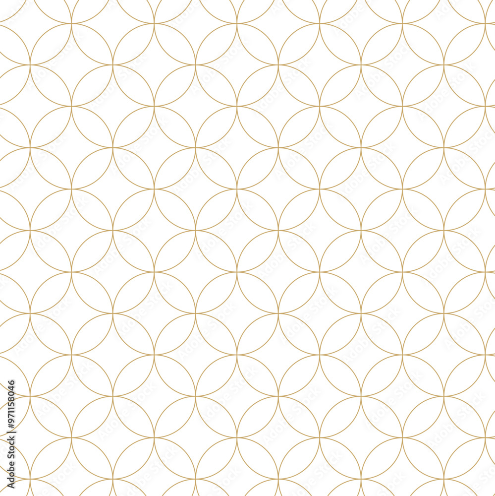 Abstract geometric pattern with circles, crosses, stripes, lines. Seamless vector background. White and gold ornament. Modern reticulated graphic design. Abstract geometric pattern with circles, crosses, stripes, lines. Seamless vector background. White and gold ornament. Modern reticulated graphic design.