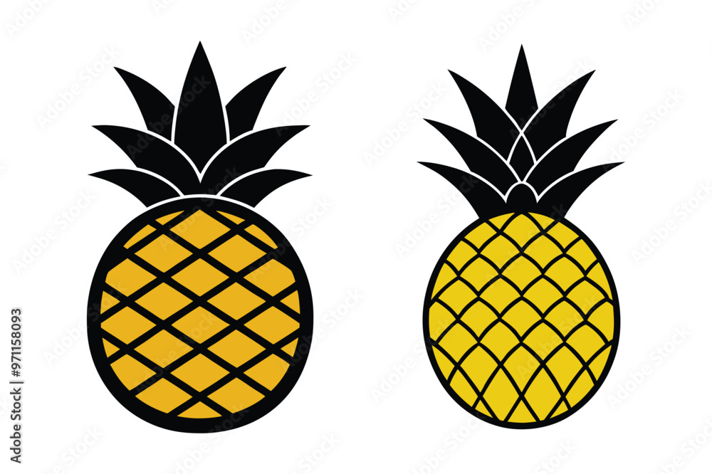 Obraz premium pineapple vector illustration white background