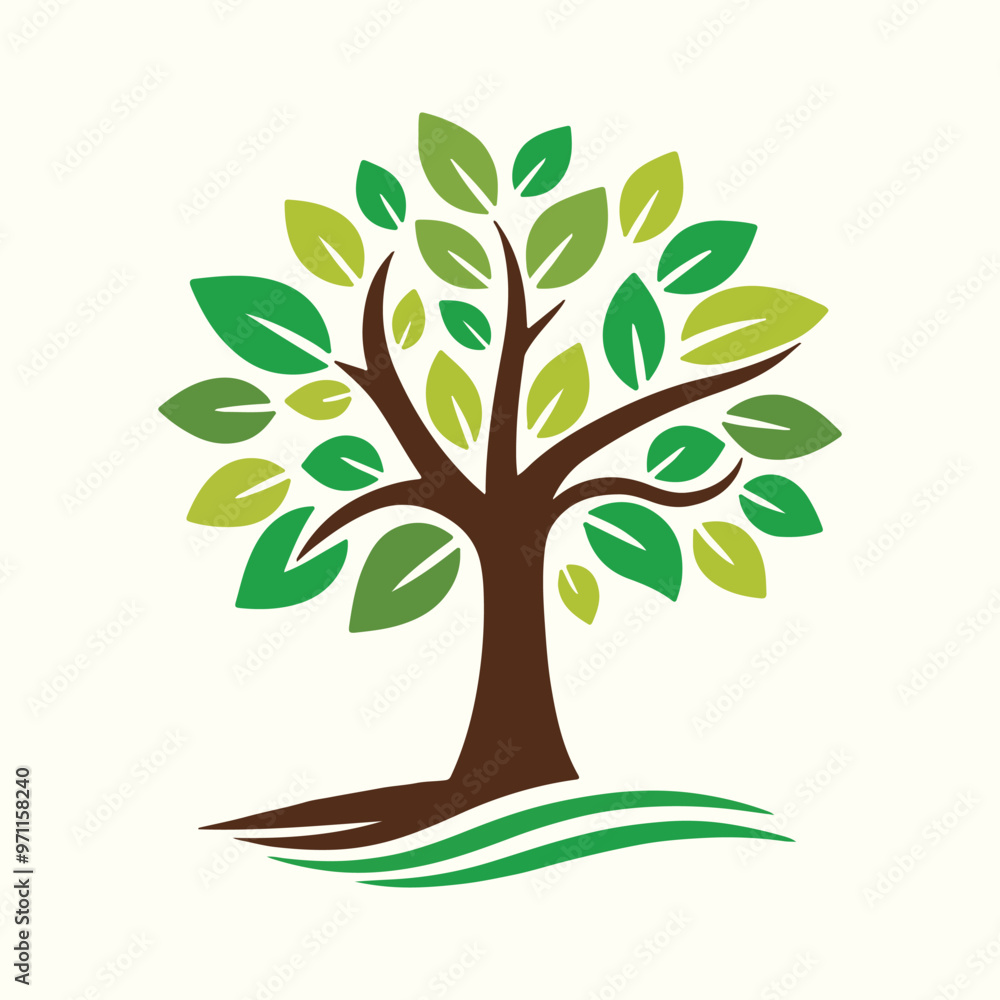 Green Icon Tree Silhouette Vector With White background Green Icon Tree Silhouette Vector With White background