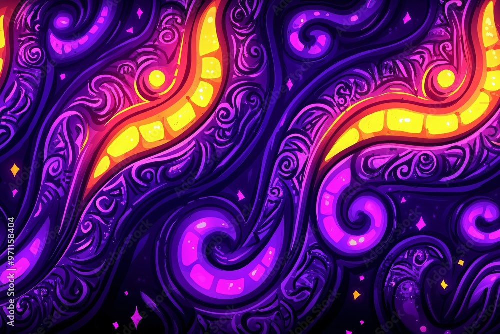 Abstract Swirls of Purple and Yellow Abstract Swirls of Purple and Yellow