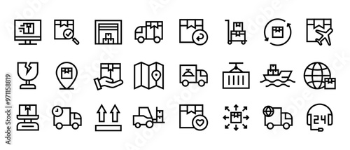 Illustration vector graphic of delivery packing icon pack