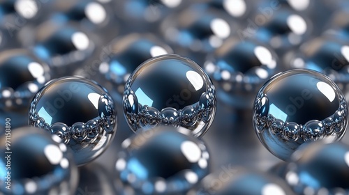 Shiny Chrome Spheres Background. Concept of technology, innovation, future.