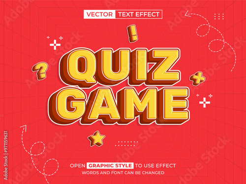 quiz game editable text, font effect, 3d text for title