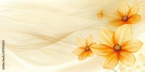 A soft, elegant background featuring orange flowers on a light beige backdrop.