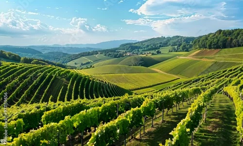 Wallpaper Mural Rolling vineyards under a bright blue sky, hyperrealistic Video Torontodigital.ca