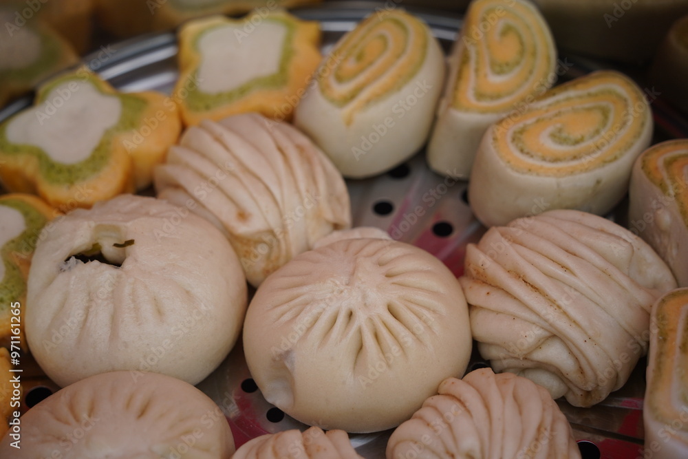 Fluffy Asian-style dough buns. Fluffy Asian-style dough buns.