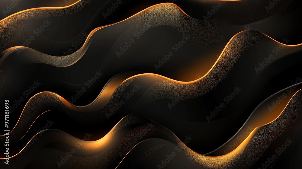 Elegant Black and Gold Background with Wavy Lines and Fluid Organic Shapes. AI generated illustration Elegant Black and Gold Background with Wavy Lines and Fluid Organic Shapes. AI generated illustration