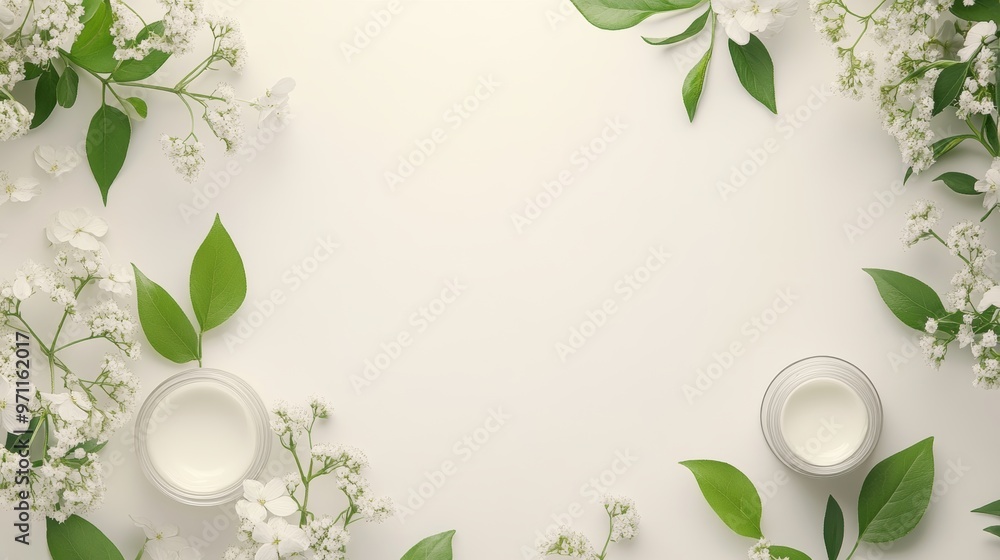 Serene Natural Skincare Background with Neutral Tones and Blank Space for Text Serene Natural Skincare Background with Neutral Tones and Blank Space for Text