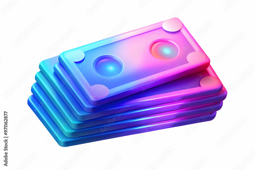 3D Abstract Glowing Banknotes in Digital Art Concept on Isolated White Background - Futuristic Financial Management Symbol in Vibrant Colors and Light Effects 3D Abstract Glowing Banknotes in Digital Art Concept on Isolated White Background - Futuristic Financial Management Symbol in Vibrant Colors and Light Effects